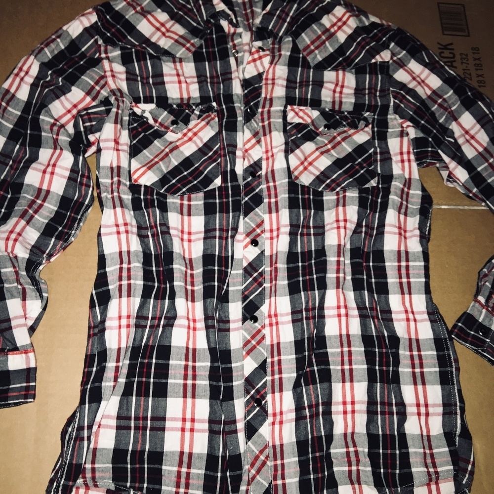 Men's Flannel Button Front Top Size Large